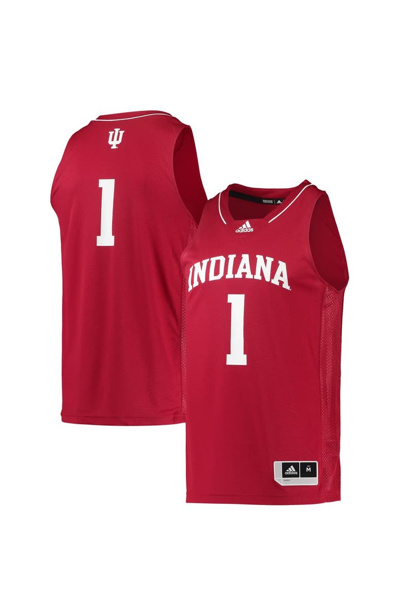 adidas Men's adidas #1 Crimson Indiana Hoosiers Team Swingman Basketball Jersey, Alternate, color, Crimson