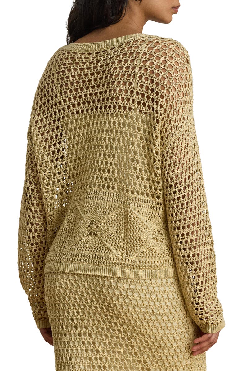 Lauren Ralph Lauren Astound Open Stitch Linen Blend Sweater, Alternate, color, Canyon Sand Brown