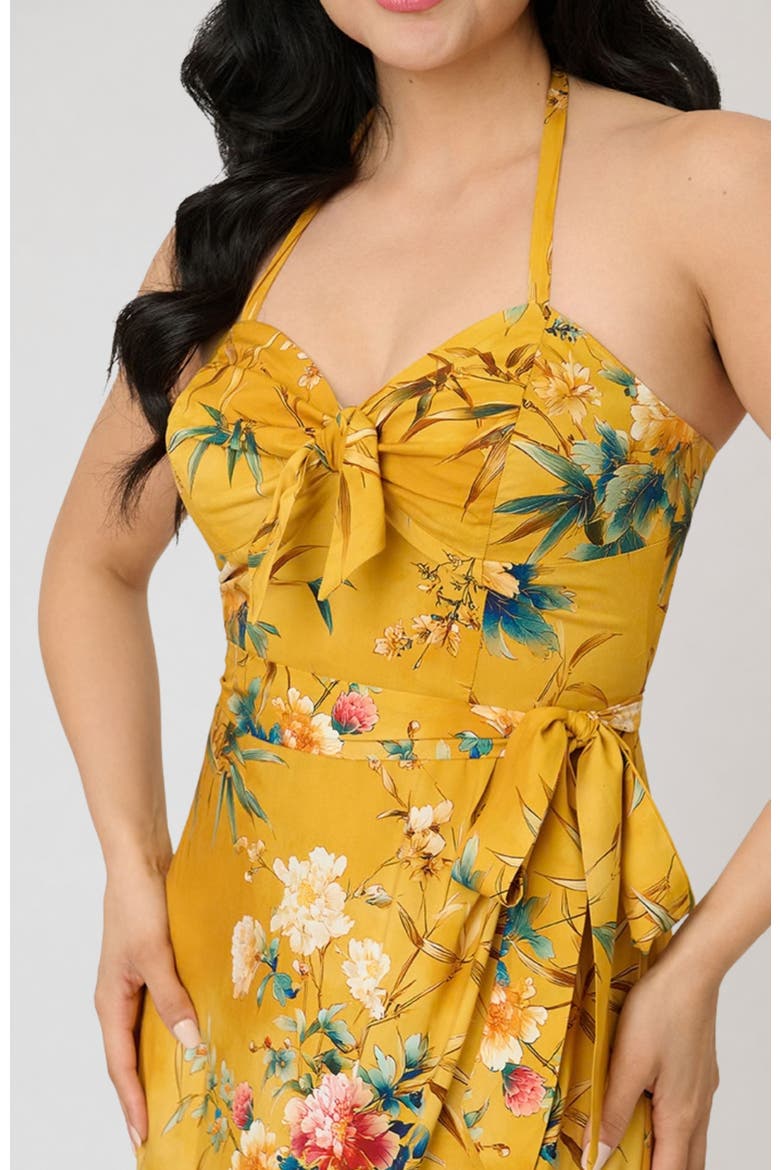 Leilani Sleeveless Sarong Dress, Alternate, color, Yellow Floral Print