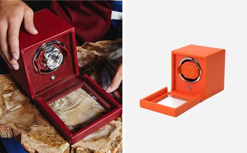 Wolf Cub Single Watch Winder With Cover In Orange