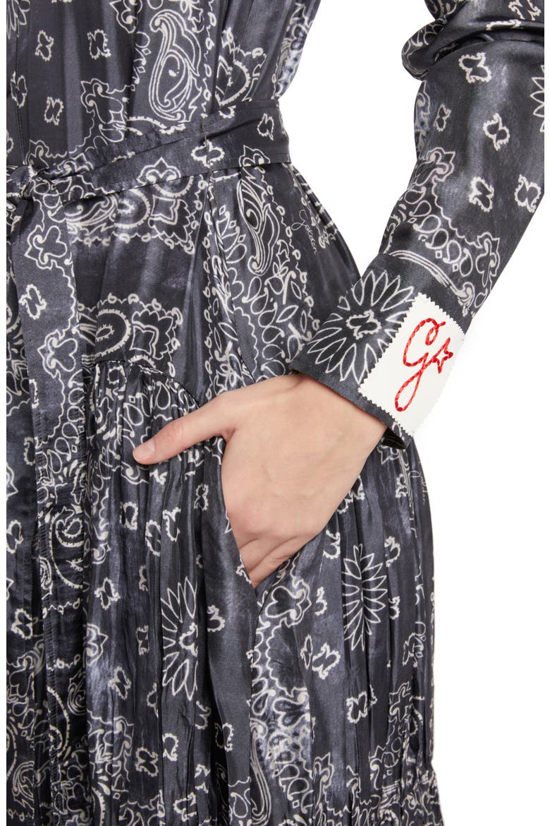 Bandana Print Long Sleeve Twill Maxi Dress, Alternate, color, ANTHRACITE