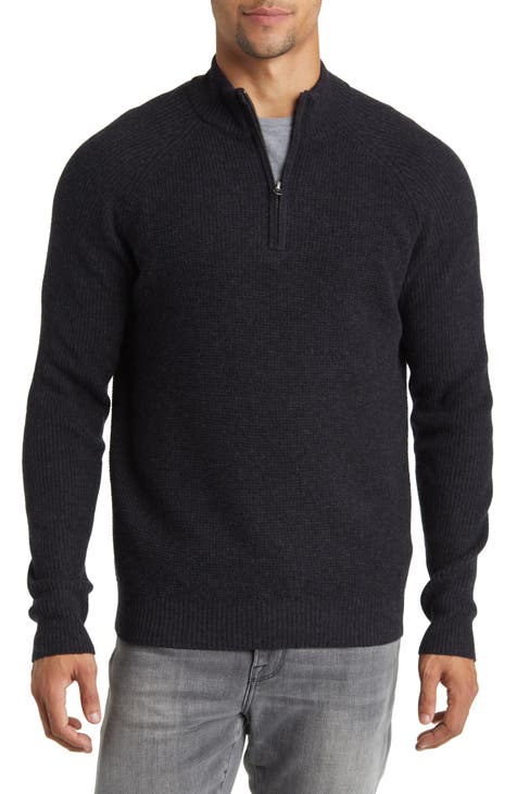 1901 Mens Nordstrom Charcoal Gray Pullover store Quarter Zip Sweater