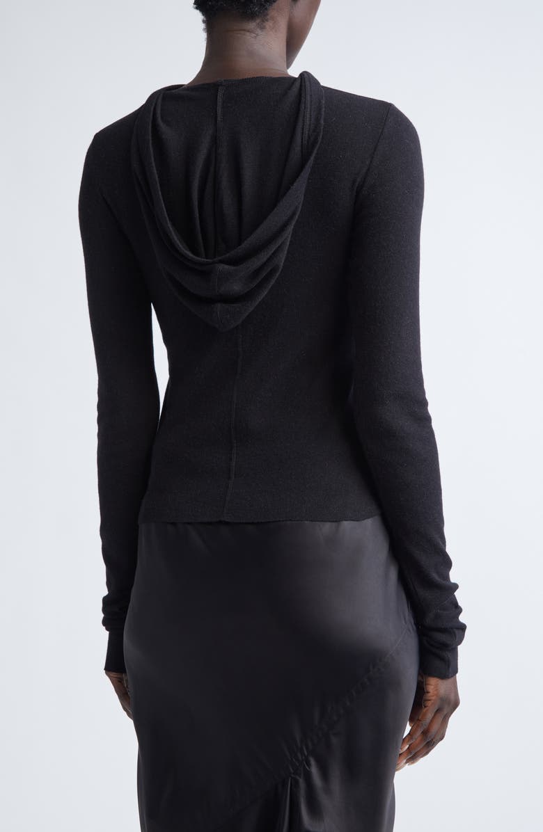 Rick Owens Rib Crop Hoodie, Alternate, color, Black