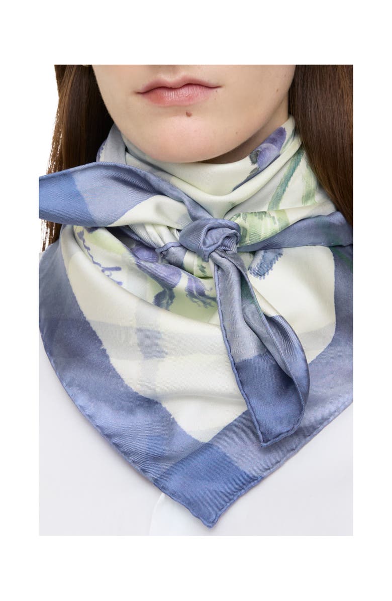 Burberry Watercolour Check Silk Scarf, Alternate, color, Cornflower Blue