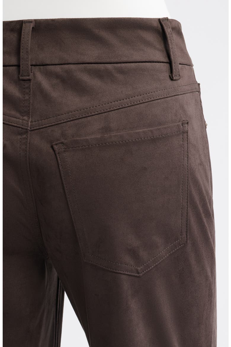 High Waist Wide Leg Faux Suede Jeans, Alternate, color, COFFEE