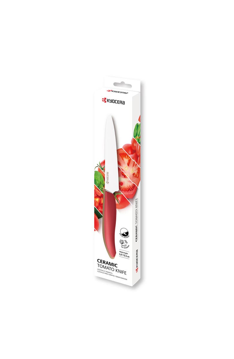 Kyocera Revolution Ceramic 5 Inch Micro Serrated Tomato Knife, Red, Alternate, color, Red