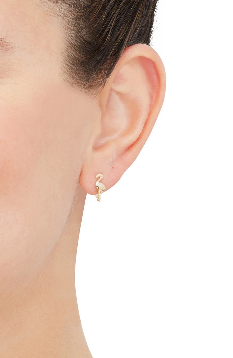 Frankie & Zoe Flamingo Stud Earrings, Alternate, color, Yellow Gold