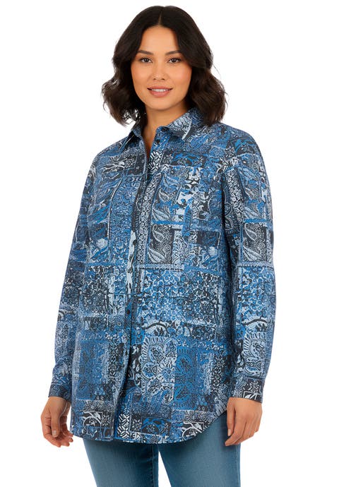 Plus Size Kate Long Sleeve Easy Cotton Blend Button Front Shirt