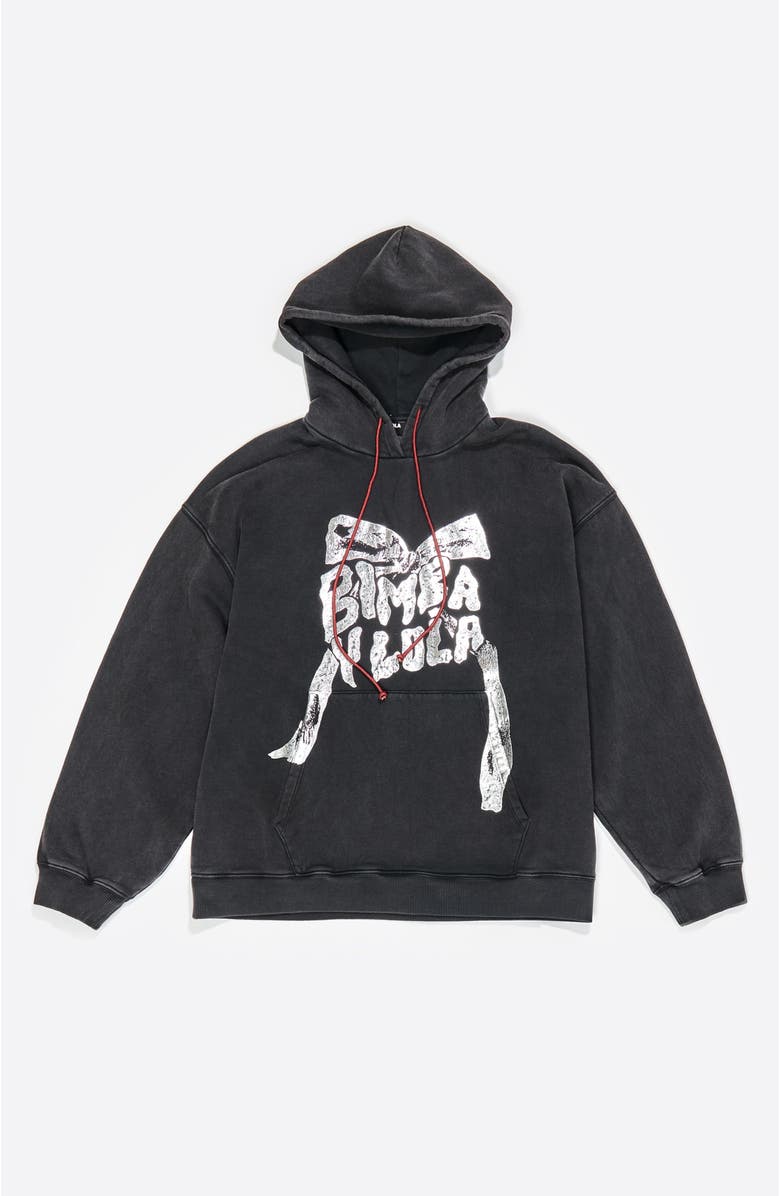 Bimba y Lola Logo Tie Hoodie, Alternate, color, Washed Black