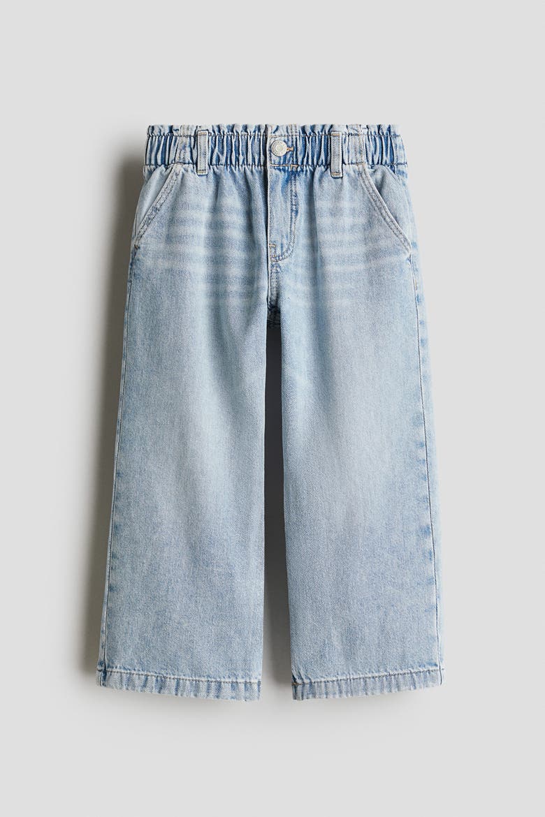 Wide Leg Paper Bag Jeans, Alternate, color, Light denim blue