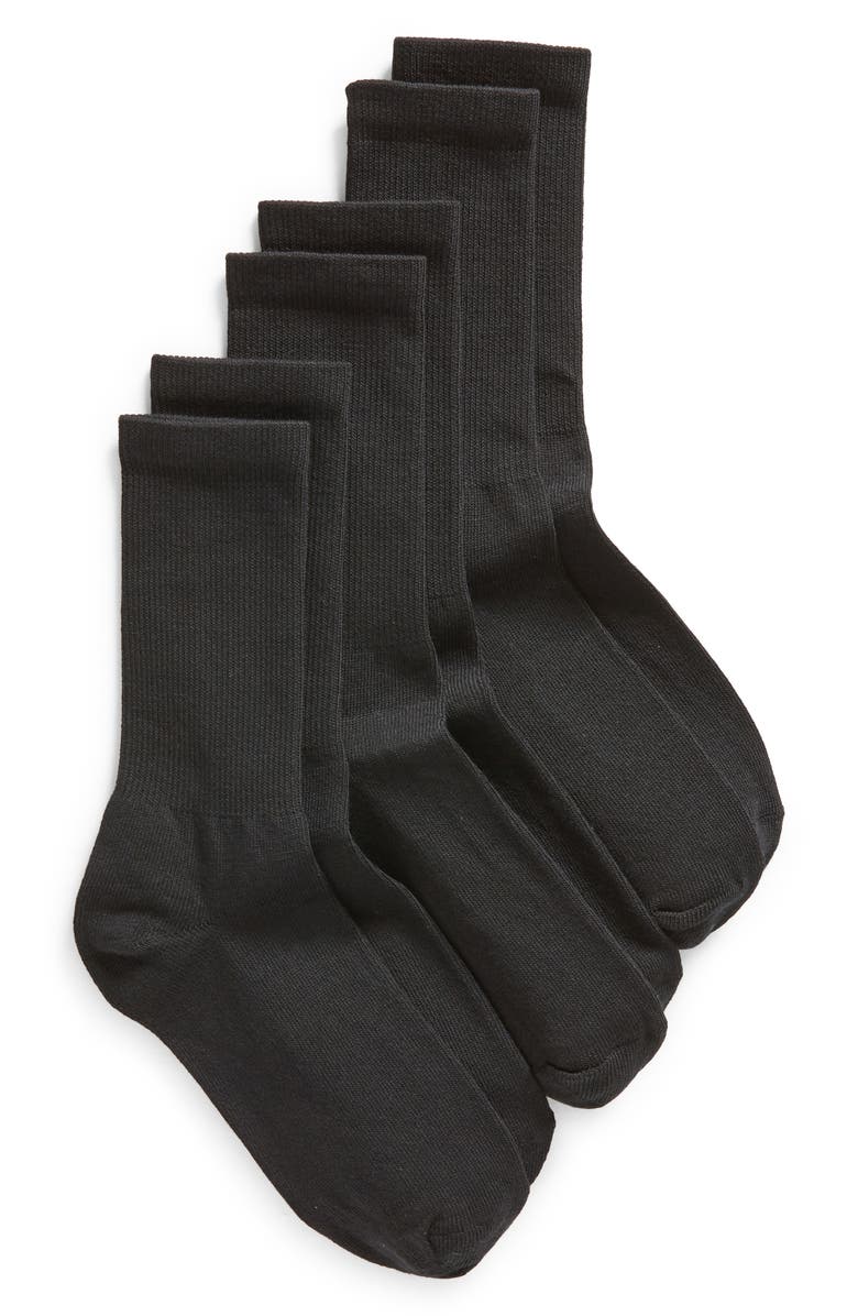 Nordstrom 3-Pack Everyday Crew Socks, Main, color, Black
