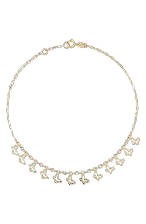 <p>14K Gold Butterfly Charm Anklet</p>