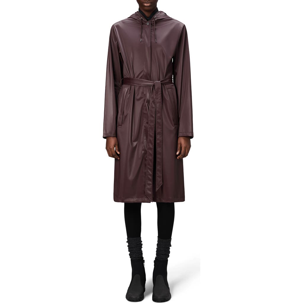 Rains Waterproof A-line Long Raincoat In Burgundy