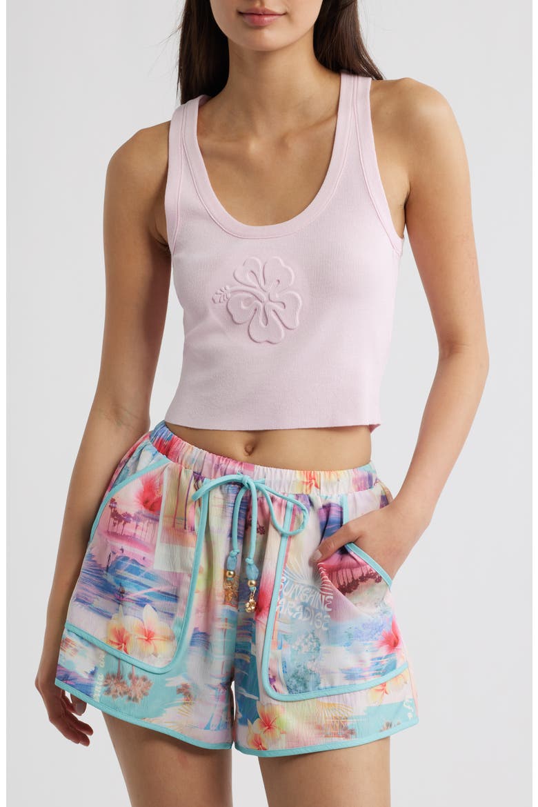 Flower Embossed Crop Tank, Main, color, POCKET PINK