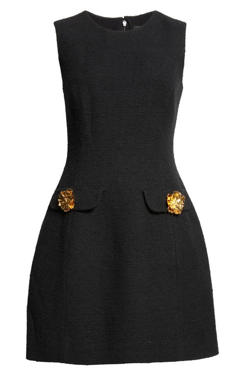 Oscar De La Renta Sleeveless Cotton Blend Tweed Dress In Black