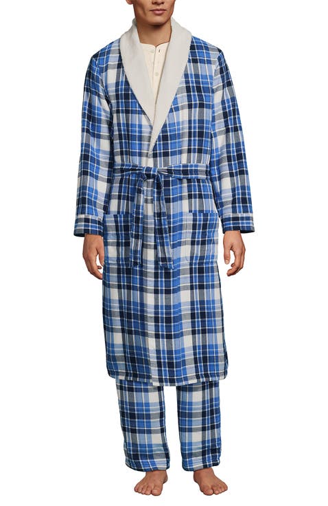 High Pile Fleece Lined Flannel Robe