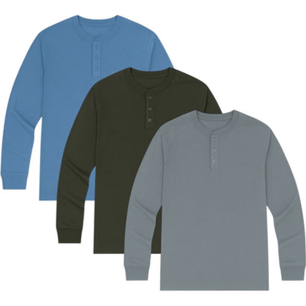 Benben 3 Pack Mens Long Sleeve Henley Tees