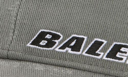 Balenciaga Tilted Typo Distressed Cotton Twill Baseball Cap In Gray
