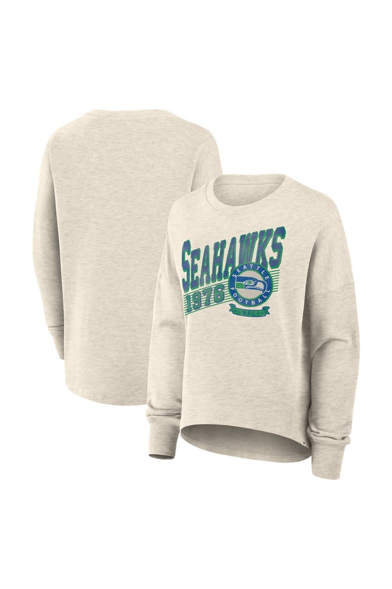 Women's Fanatics Cream Seattle Seahawks Oversized Heritage Sweatshirt, Main, color, Cream