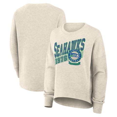Women's Fanatics Cream Seattle Seahawks Oversized Heritage Sweatshirt