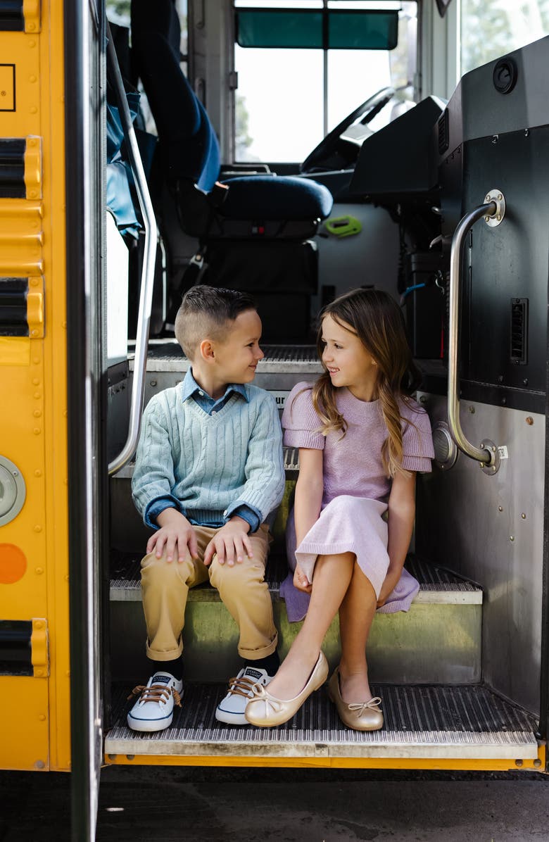 Hope & Henry Baby Girls' Organic Flutter Sleeve Sweater Dress, Infant, Main, color, Lavender Marl