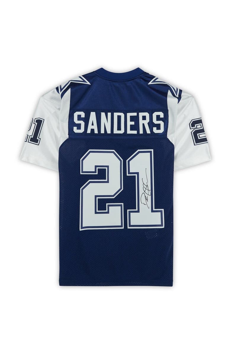 FANATICS AUTHENTIC Deion Sanders Dallas Cowboys Autographed Mitchell & Ness Navy 1995 Throwback Authentic Jersey, Alternate, color, 