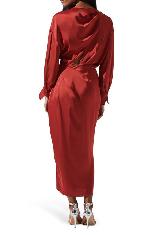 Astr The Label Sadyra Long Sleeve Satin Midi Dress In Multi