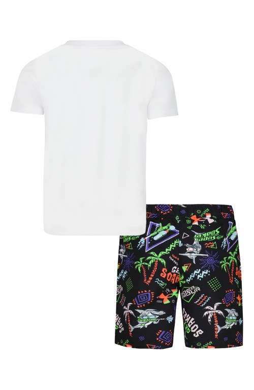 Under Armour Little And Toddler Boys 2-piece Get Soaked Short Sleeve T-shirt And Volley Shorts Set In White