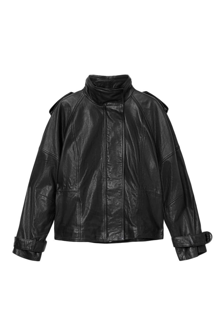 Serne Leather Jacket, Alternate, color, BLACK