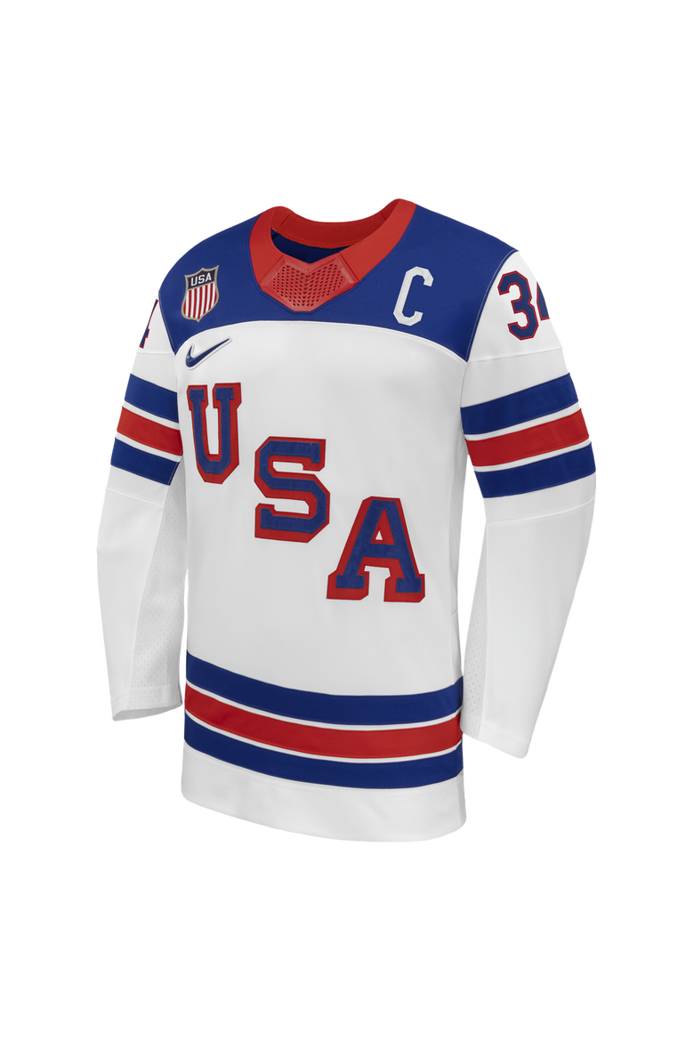 Men's Nike Auston Matthews White US Hockey 2026 Away Replica Jersey, Alternate, color, White
