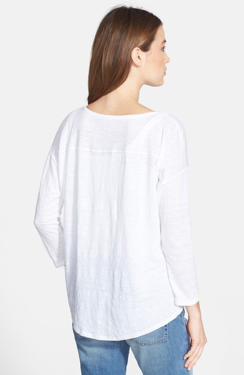 Eileen Fisher Organic Linen Ballet Neck Wedge Top, Alternate, color, White