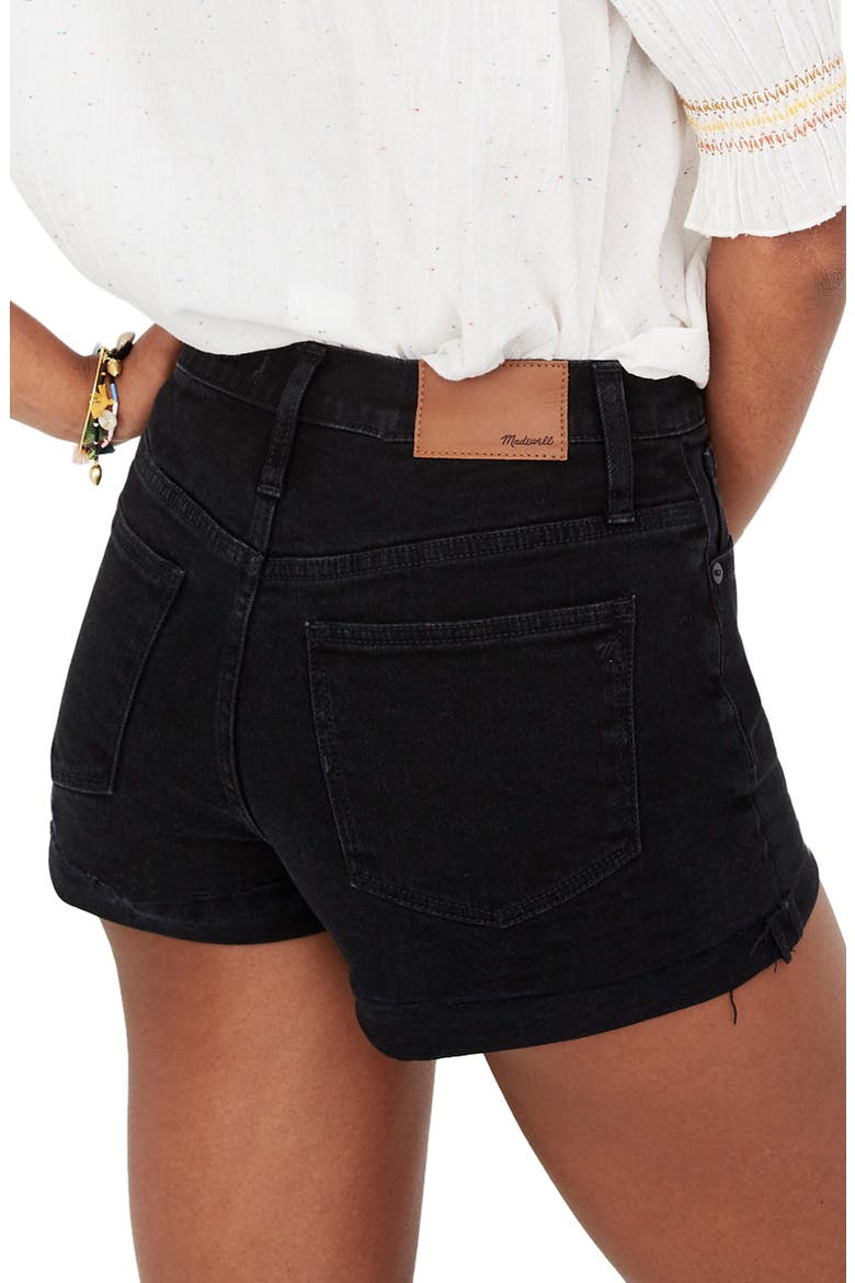 Button Front High Waist Shorts, Alternate, color, BLACK FROST