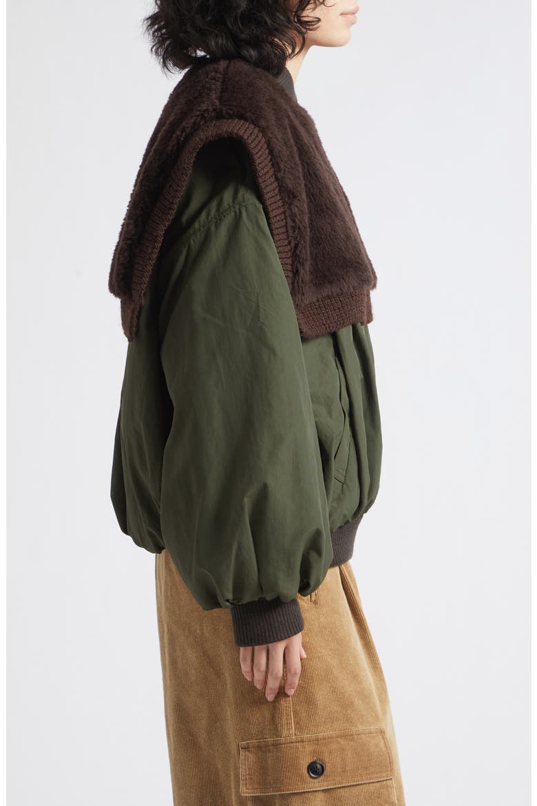 Marta Genuine Shearling Combo Bomber Jacket, Alternate, color, ARMY