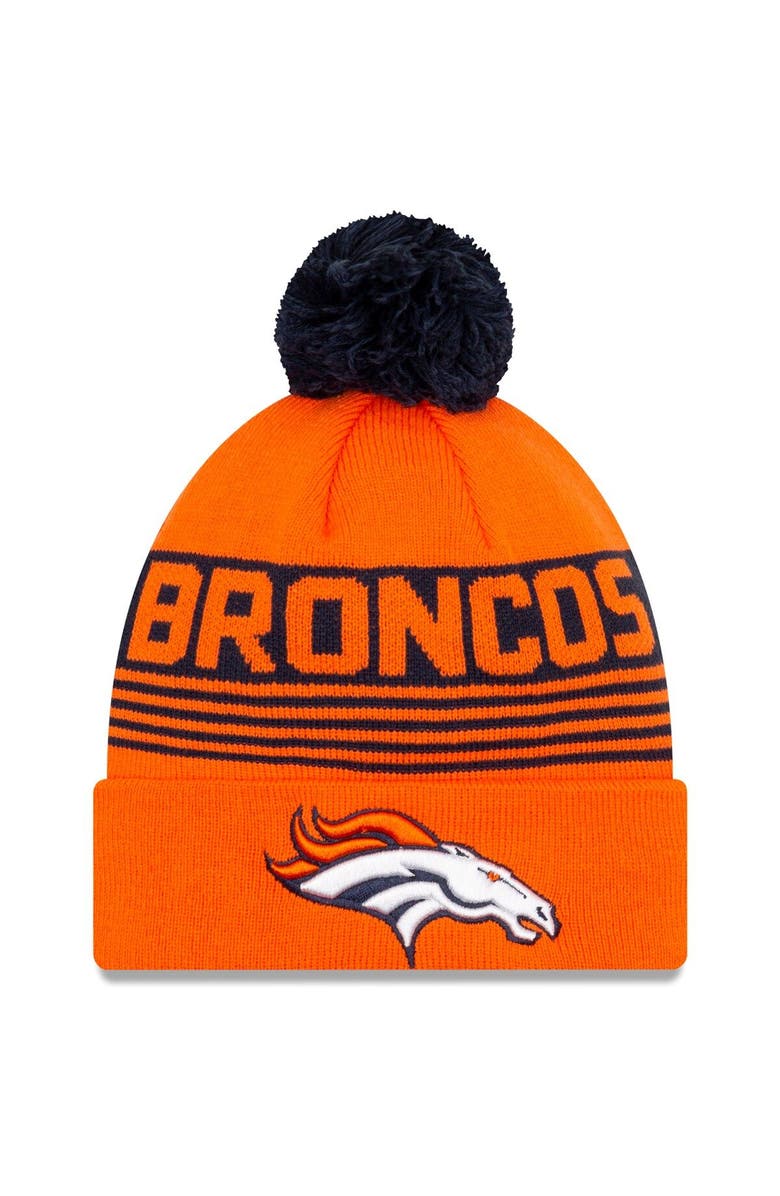 New Era Men's New Era Orange Denver Broncos Proof Cuffed Knit Hat with Pom, Main, color, 