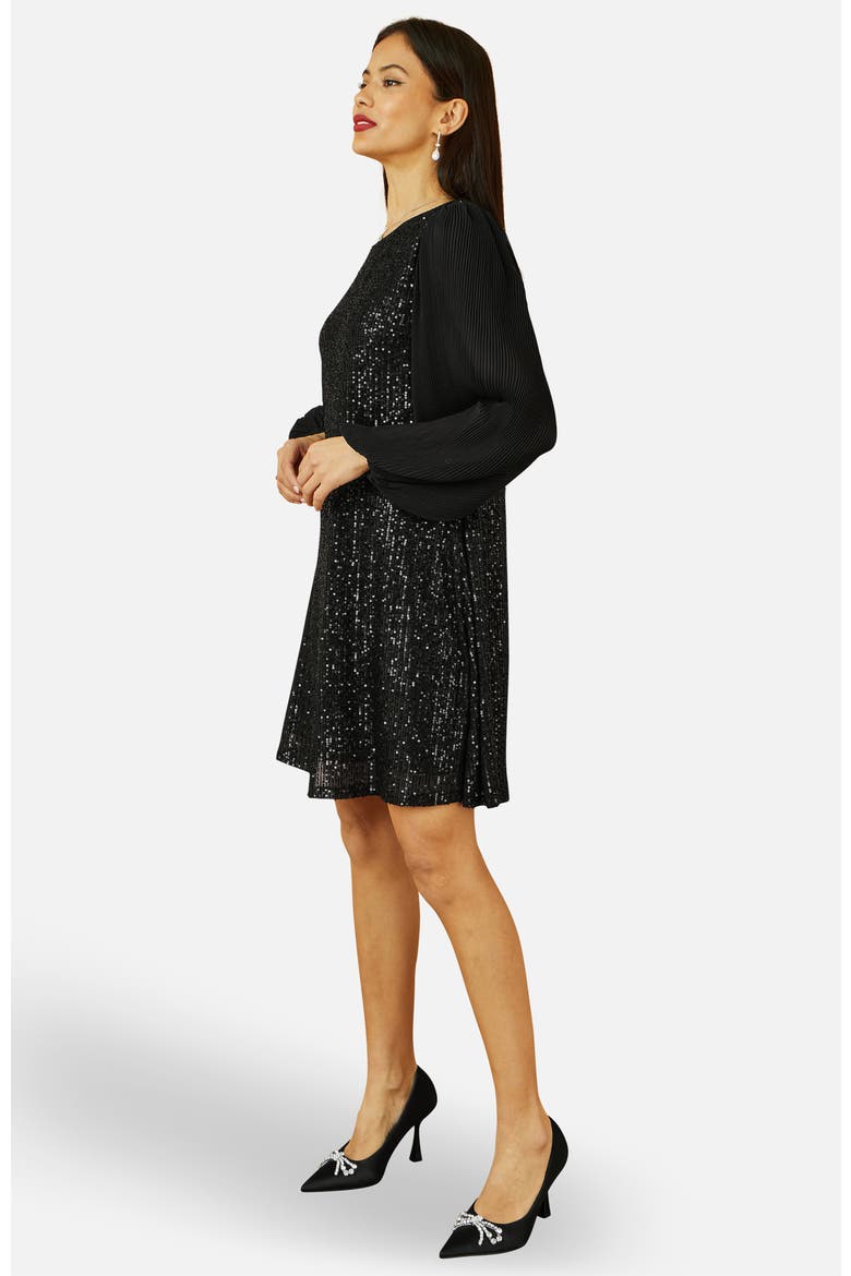 Velvet Sequin Tunic Dress, Alternate, color, Black