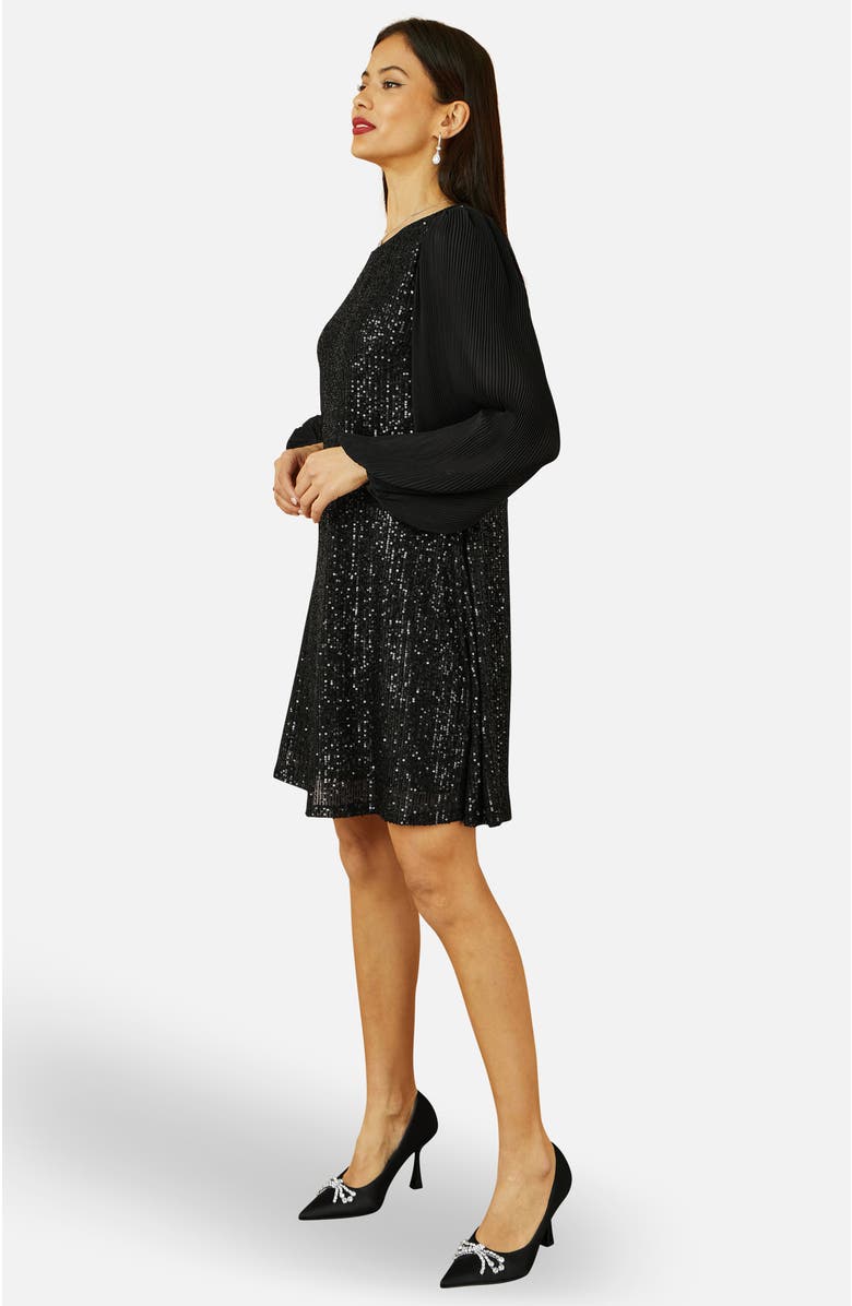Yumi Velvet Sequin Tunic Dress, Alternate, color, Black