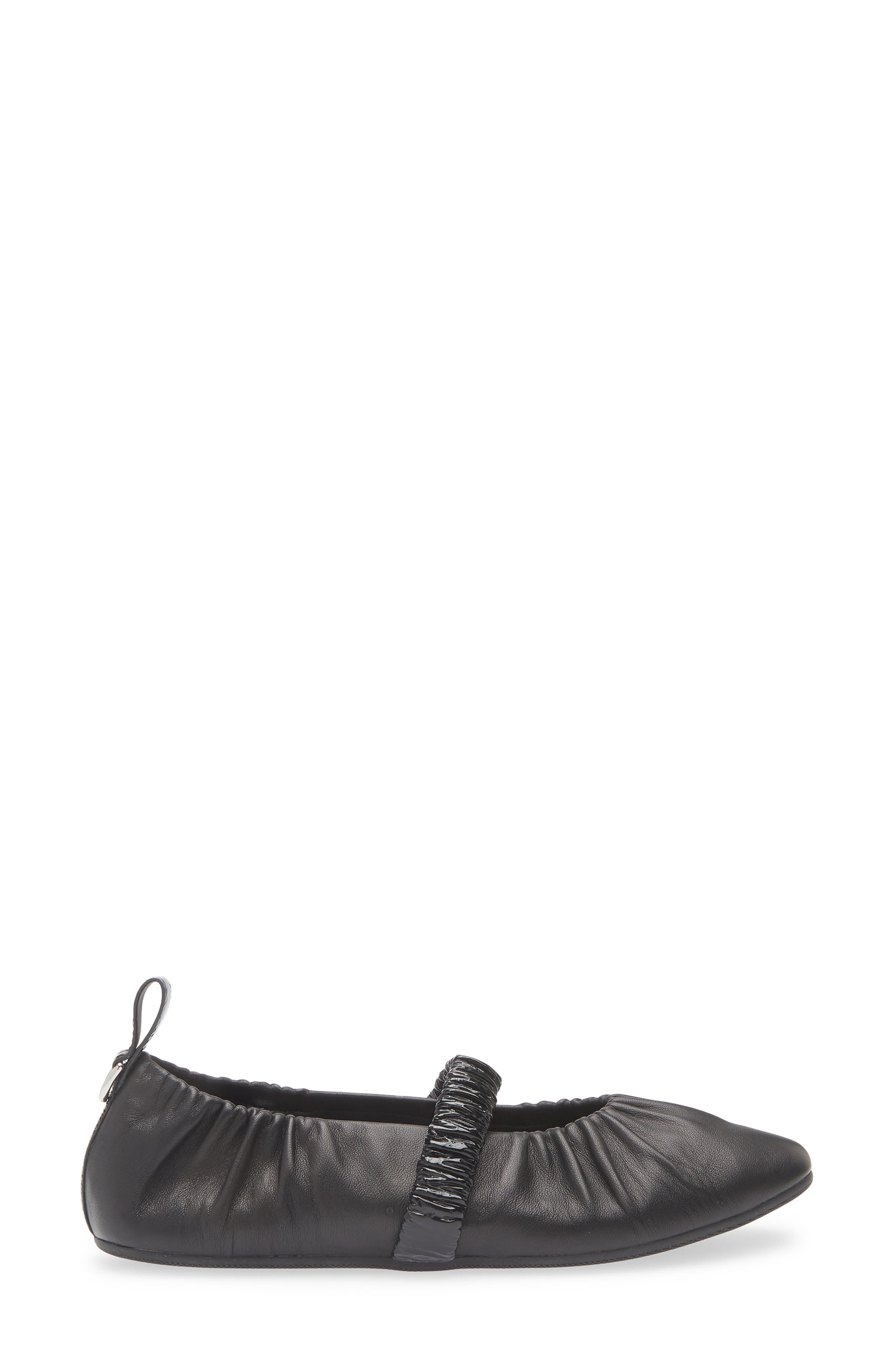 rag & bone Spire Ruched Mary Jane Flat, Alternate, color, Black