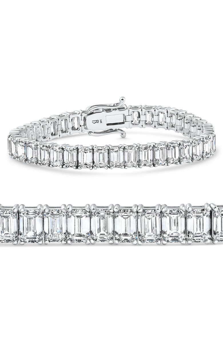 Bliss Diamond 28Ct Emerald Diamond Tennis Bracelet 14k Gold 7" 17.5g Lab Grown, Main, color, 14K White Gold