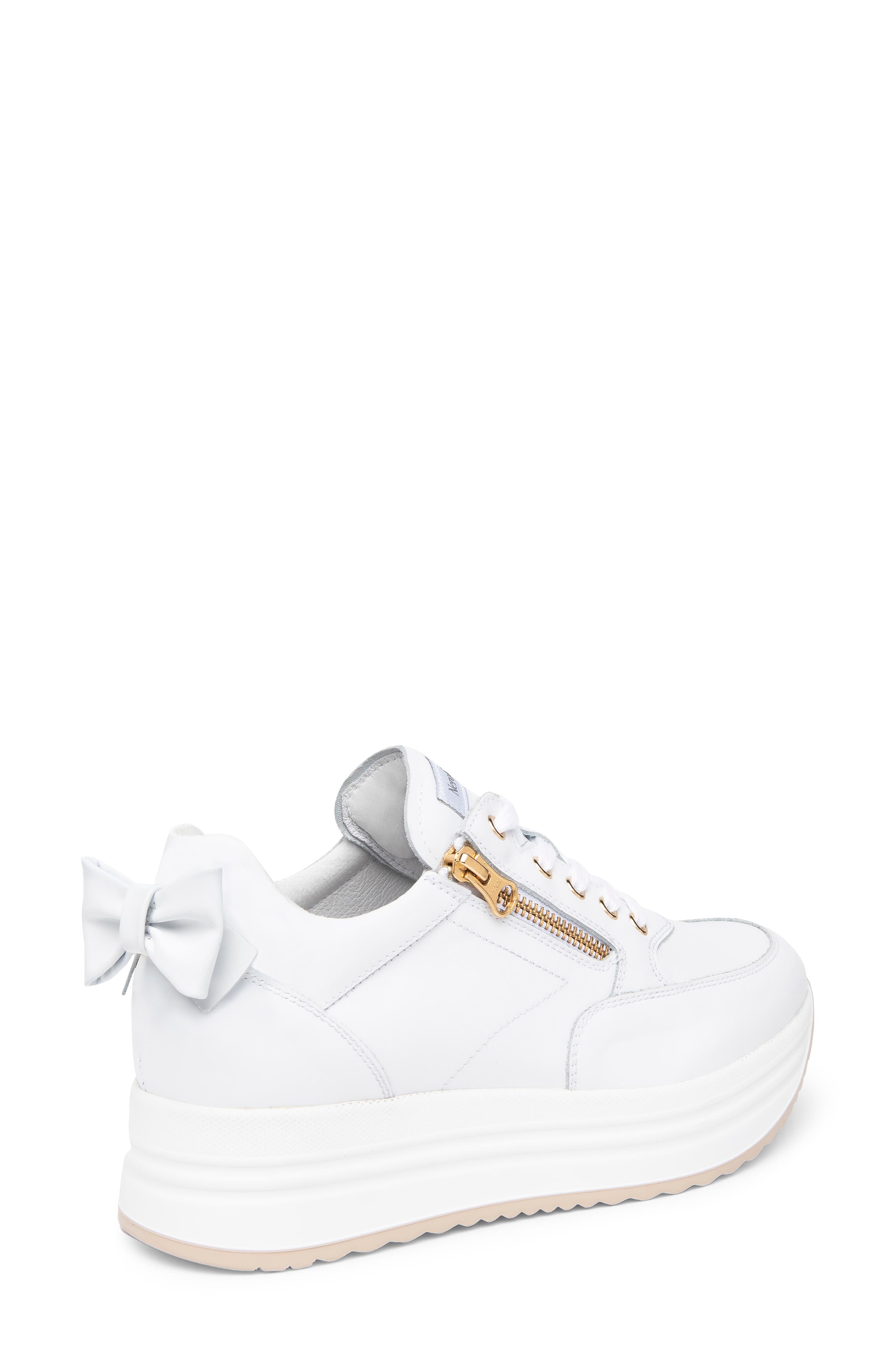 NeroGiardini Bow Platform Sneaker, Alternate, color, White