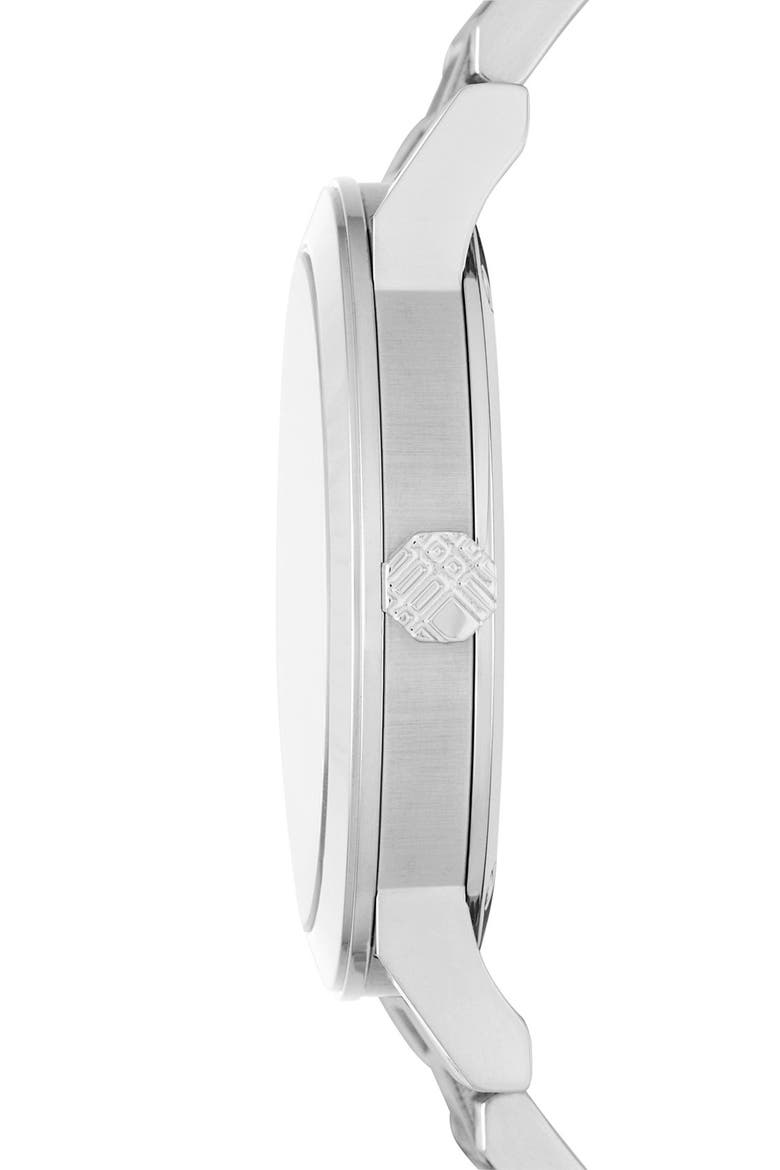 Large Check Stamped Bracelet Watch, 38mm, Alternate, color, SILVER