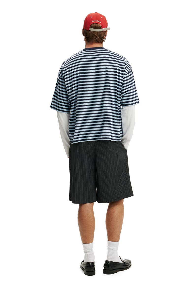 Men's Super Baggy Pleated Short, Alternate, color, Dark Charcoal Pinstripe