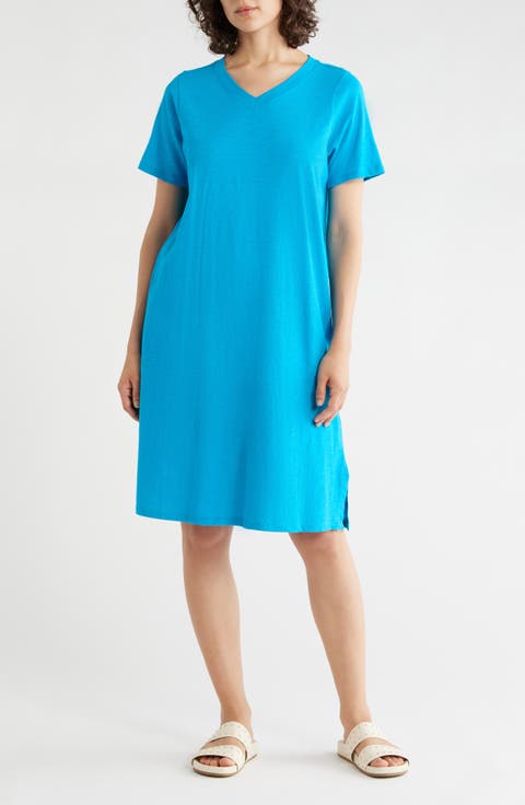 V-Neck Organic Cotton T-Shirt Dress