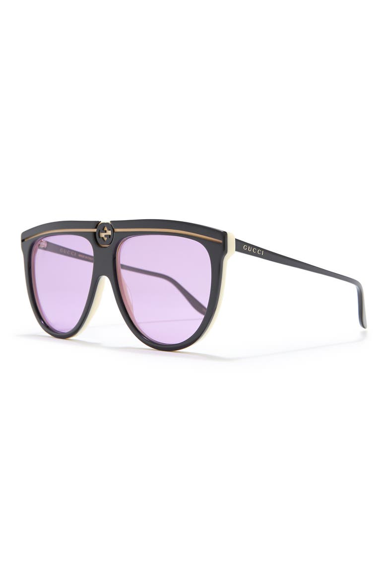 61mm Flat Top Sunglasses, Alternate, color, BLACK