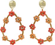 Panacea Crystal Beaded Flower Teardrop Earrings