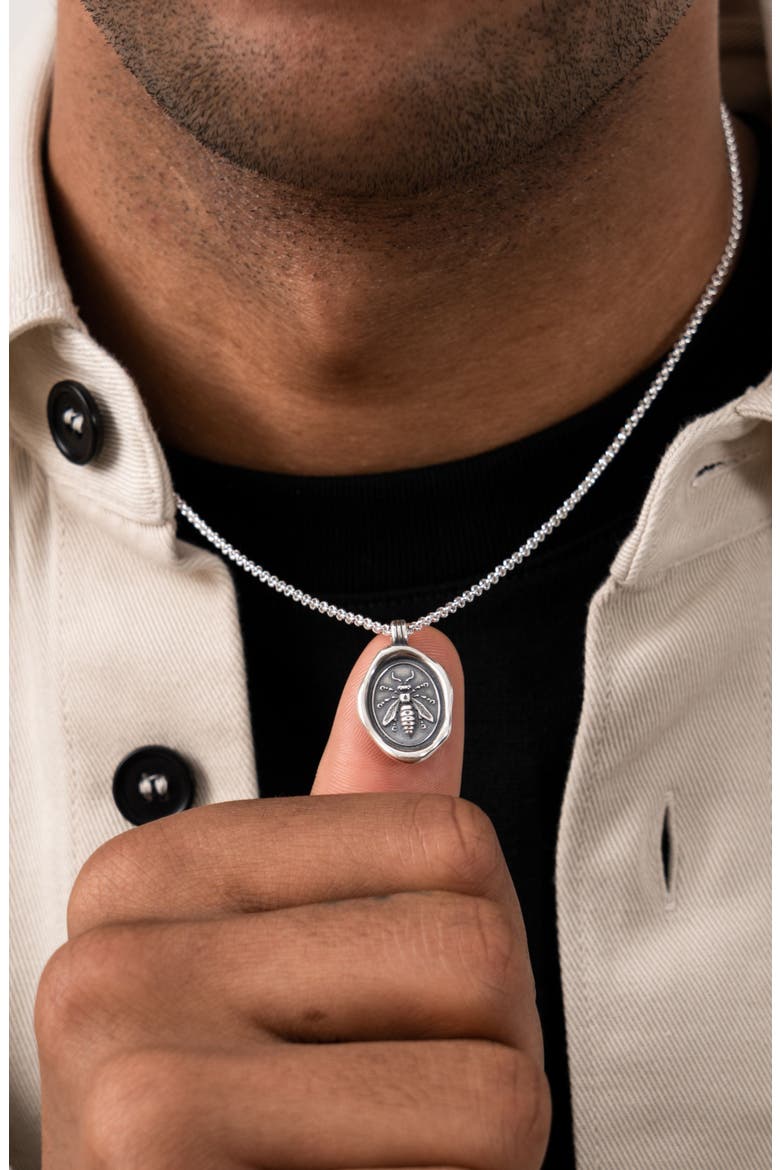 Men's Achievement Wasp Talisman Necklace, Alternate, color, Sterling Silver