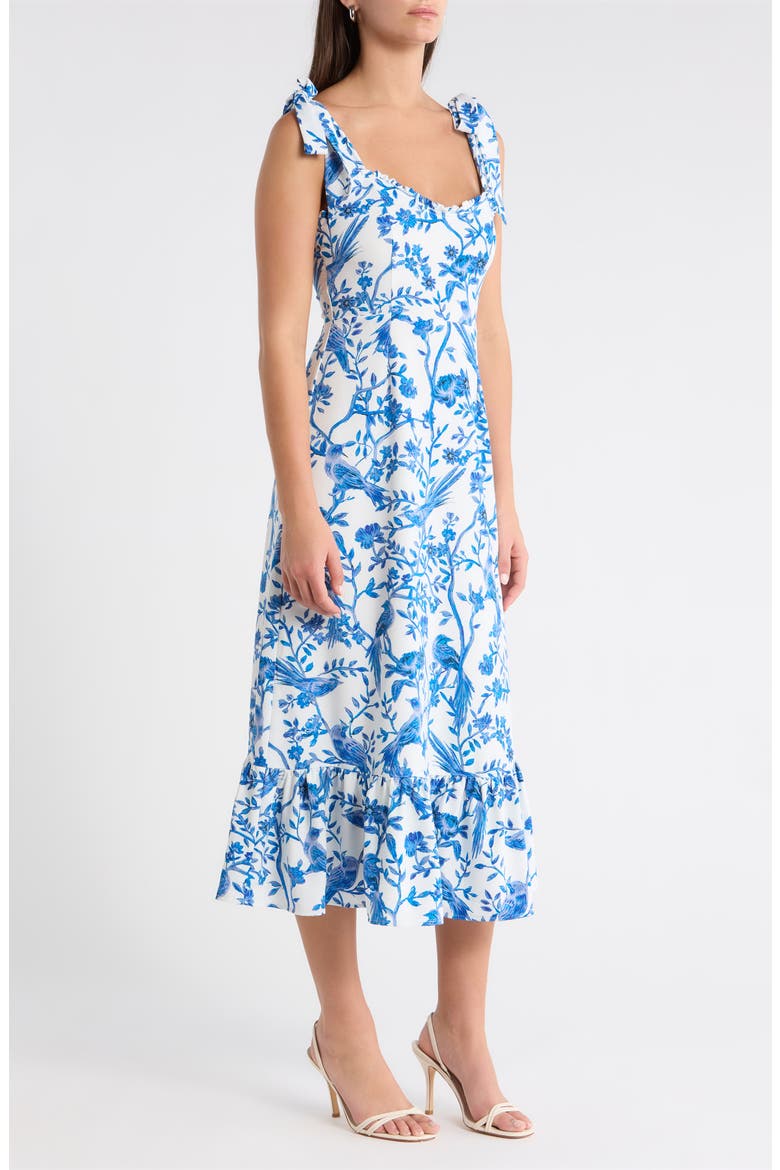 Floral Tie Strap Midi Sundress, Alternate, color, WHITE BLUE