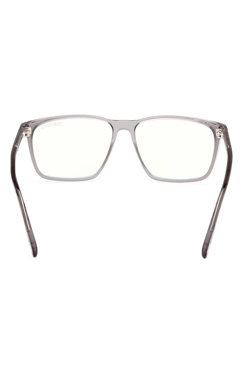TOM FORD 56mm Square Blue Light Blocking Glasses, Alternate, color, Grey / T Logo / Blue Block