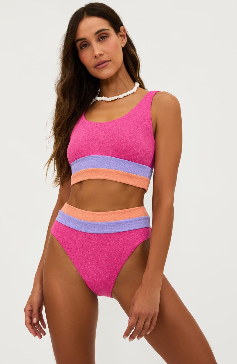 Beach Riot Mackenzie Colorblock Bikini Top, Alternate, color, Coral Bay Colorblock