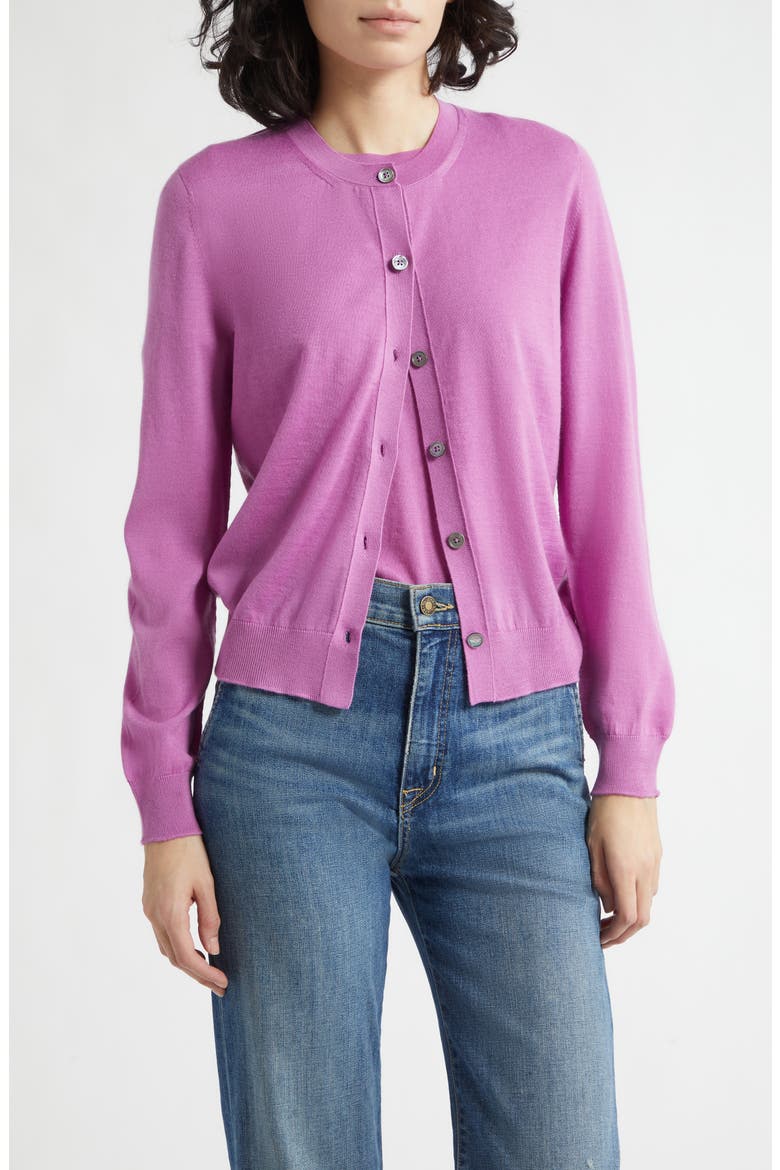 Honor Cashmere Crewneck Cardigan, Main, color, WILD ORCHID