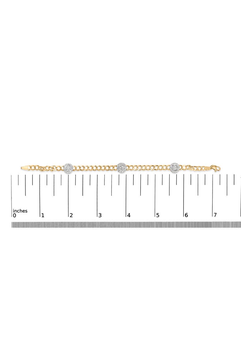 14K Yellow Gold 5/8 Cttw Diamond Cluster Curb Chain Bracelet, Alternate, color, Yellow Gold